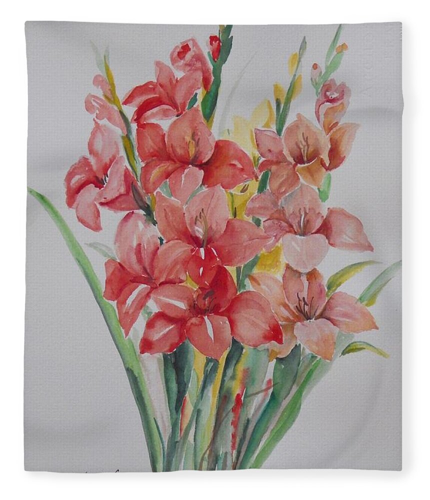 Flowers Fleece Blanket featuring the painting Watercolor Series 207 by Ingrid Dohm