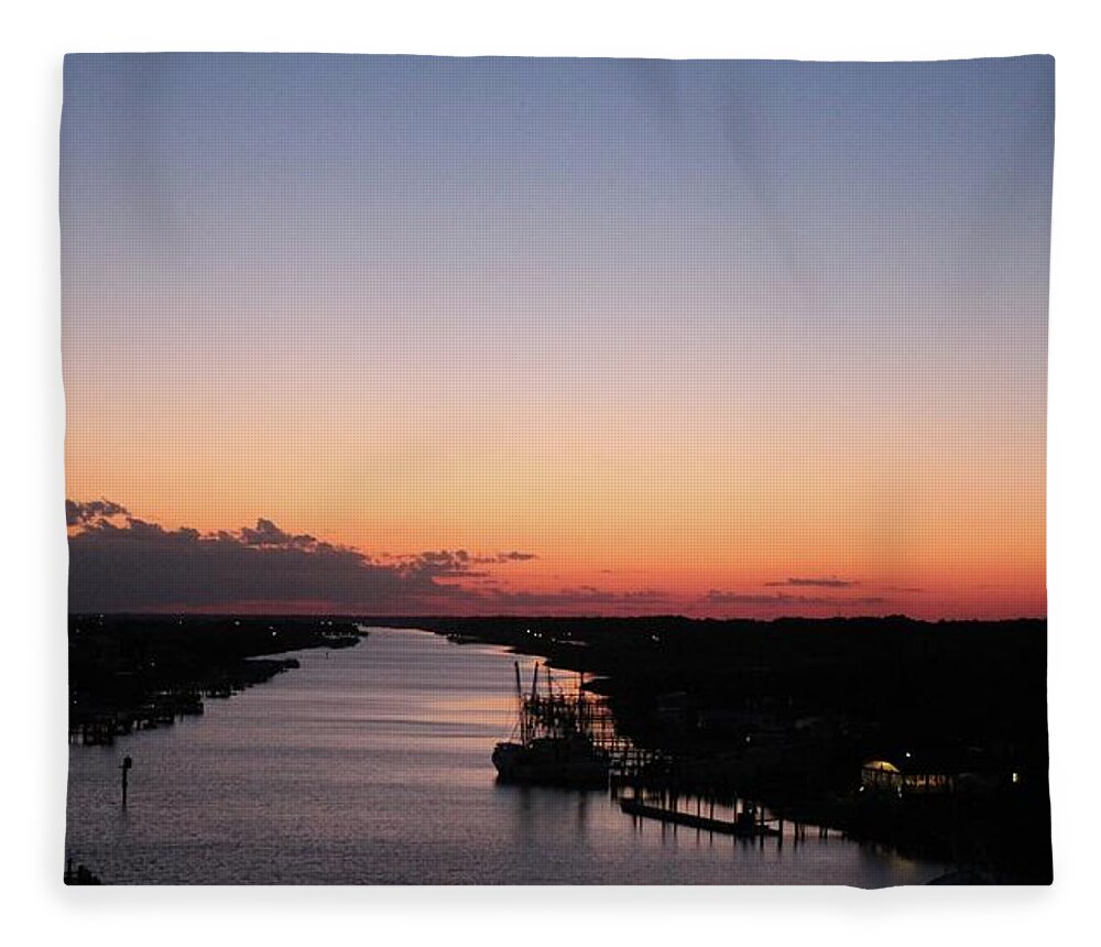 Holden Beach Fleece Blanket featuring the photograph Waterway Sunset #1 by Cynthia Guinn
