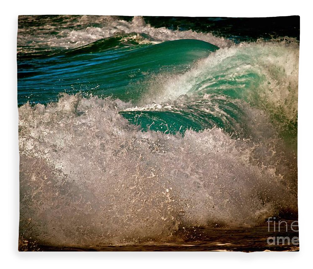 Wave Fleece Blanket featuring the photograph Wave Plume - Sunset Beach Oahu by Debra Banks