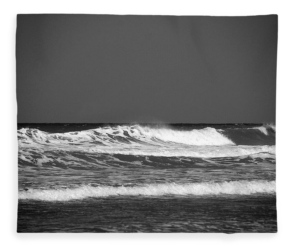 Waves Fleece Blanket featuring the photograph Waves 2 in BW by Susanne Van Hulst