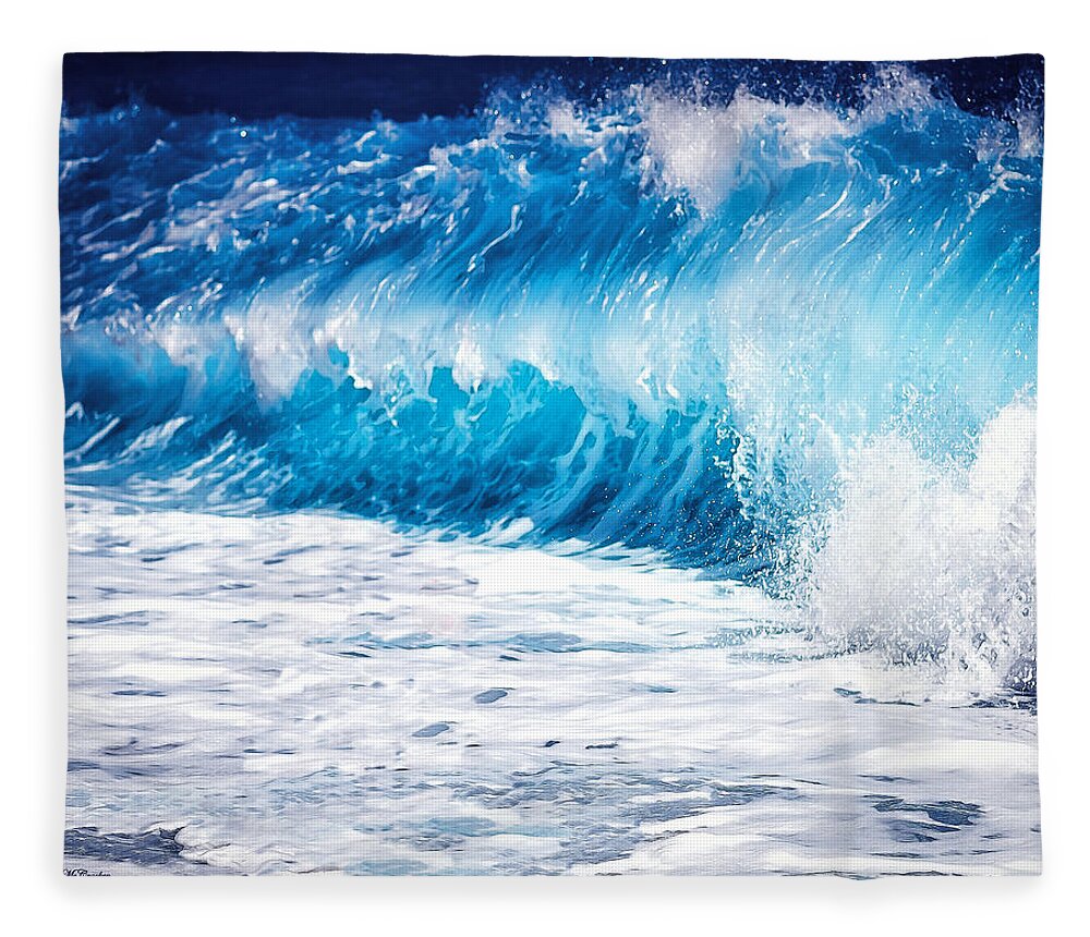 Ocean Fleece Blanket featuring the digital art Waves by Pennie McCracken