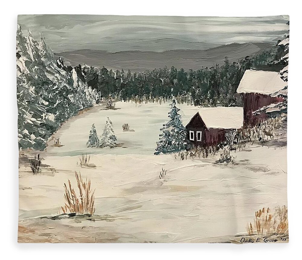 Landscape Fleece Blanket featuring the painting Weekend Getaway by Ovidiu Ervin Gruia