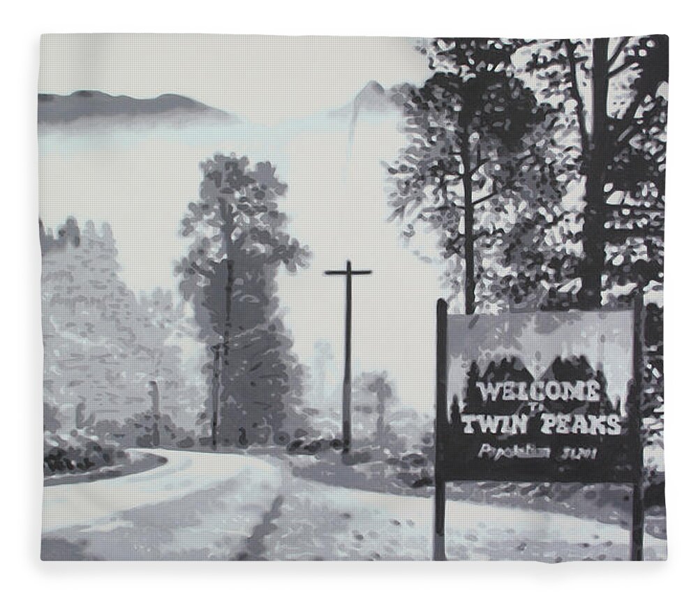 Laura Palmer Fleece Blanket featuring the painting Welcome to twin Peaks by Ludzska