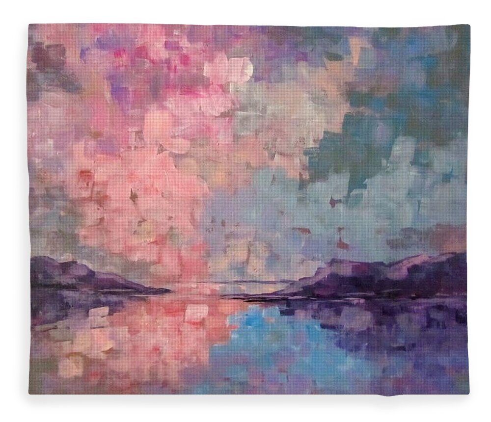 Sunset Fleece Blanket featuring the painting West Coast of Scottland by Barbara O'Toole