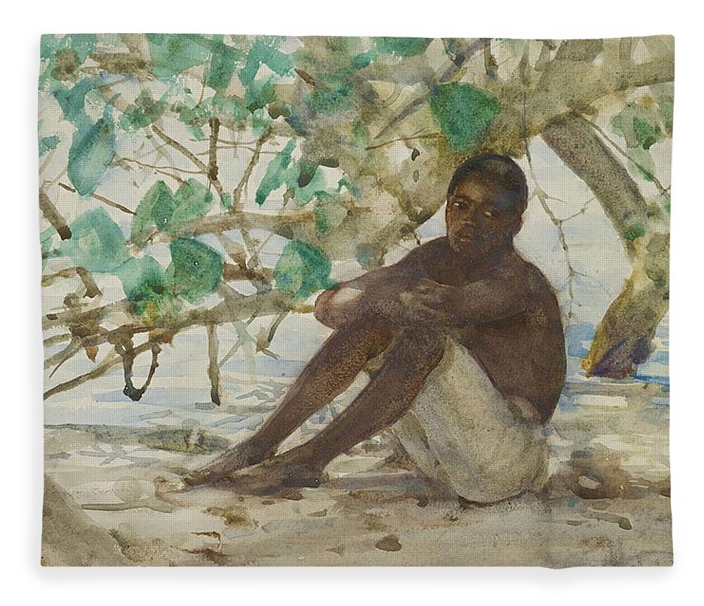 West Fleece Blanket featuring the painting West Indian Boy by Henry Scott Tuke