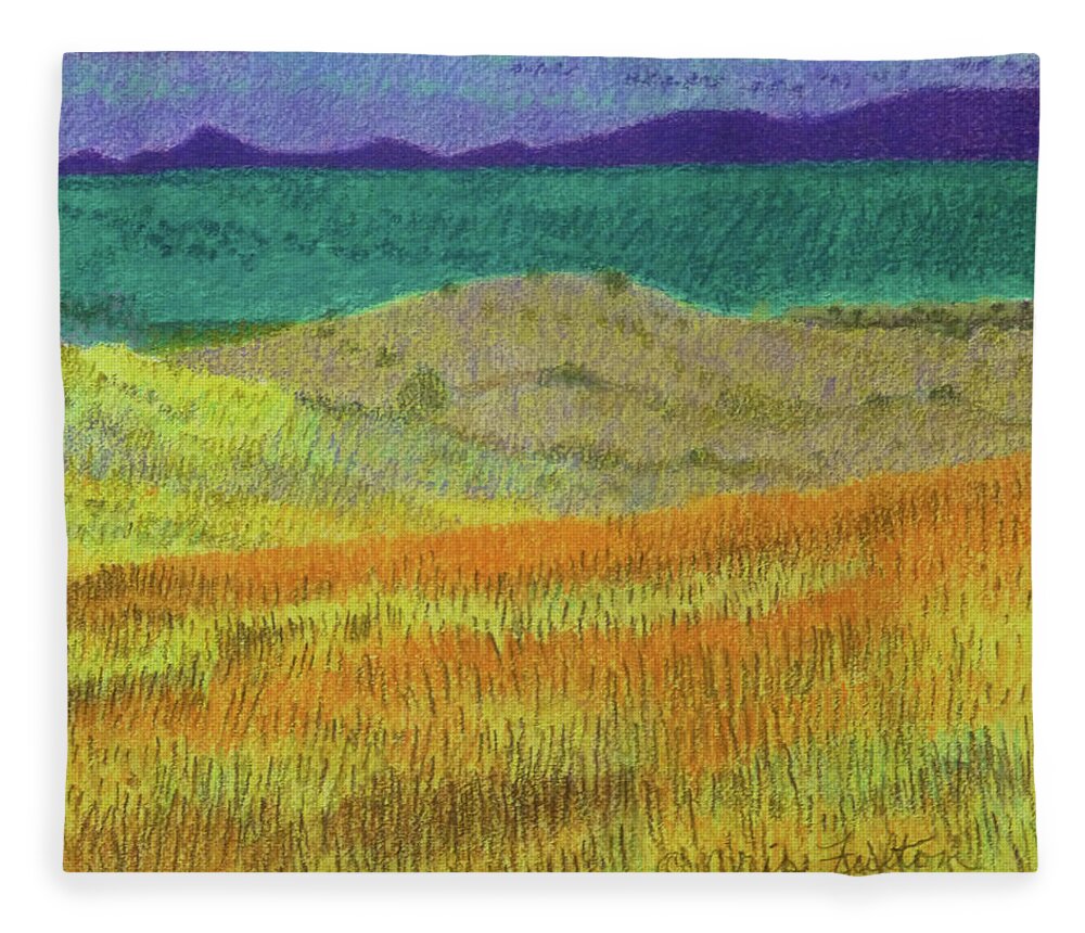 North Dakota Fleece Blanket featuring the painting Western Edge Prairie Dream by Cris Fulton