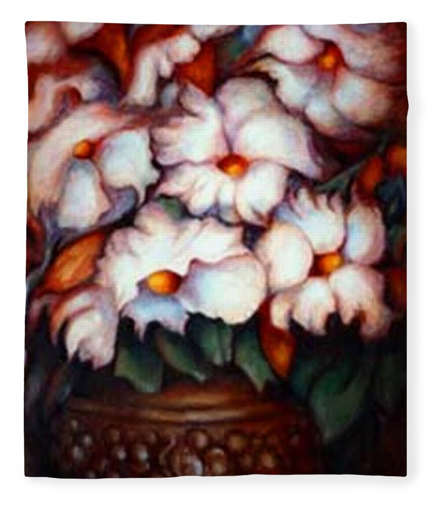 Flower Artwork Fleece Blanket featuring the painting Western Flowers by Jordana Sands