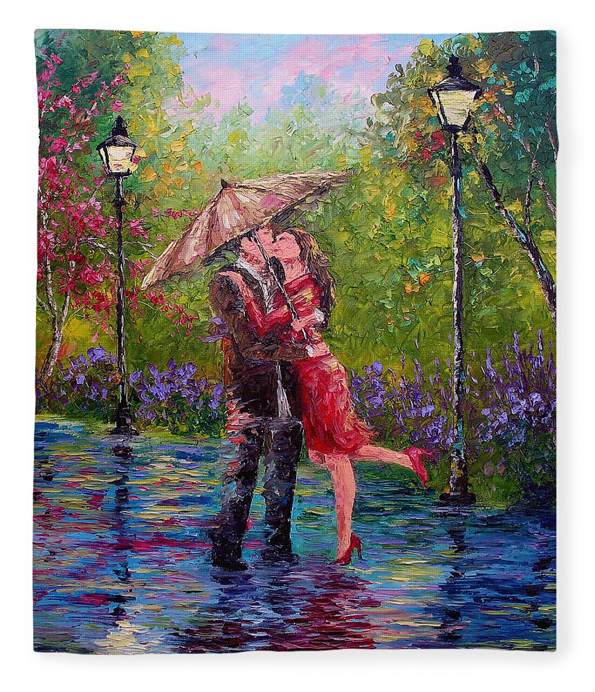 Kiss Fleece Blanket featuring the painting Wet Kiss by David G Paul