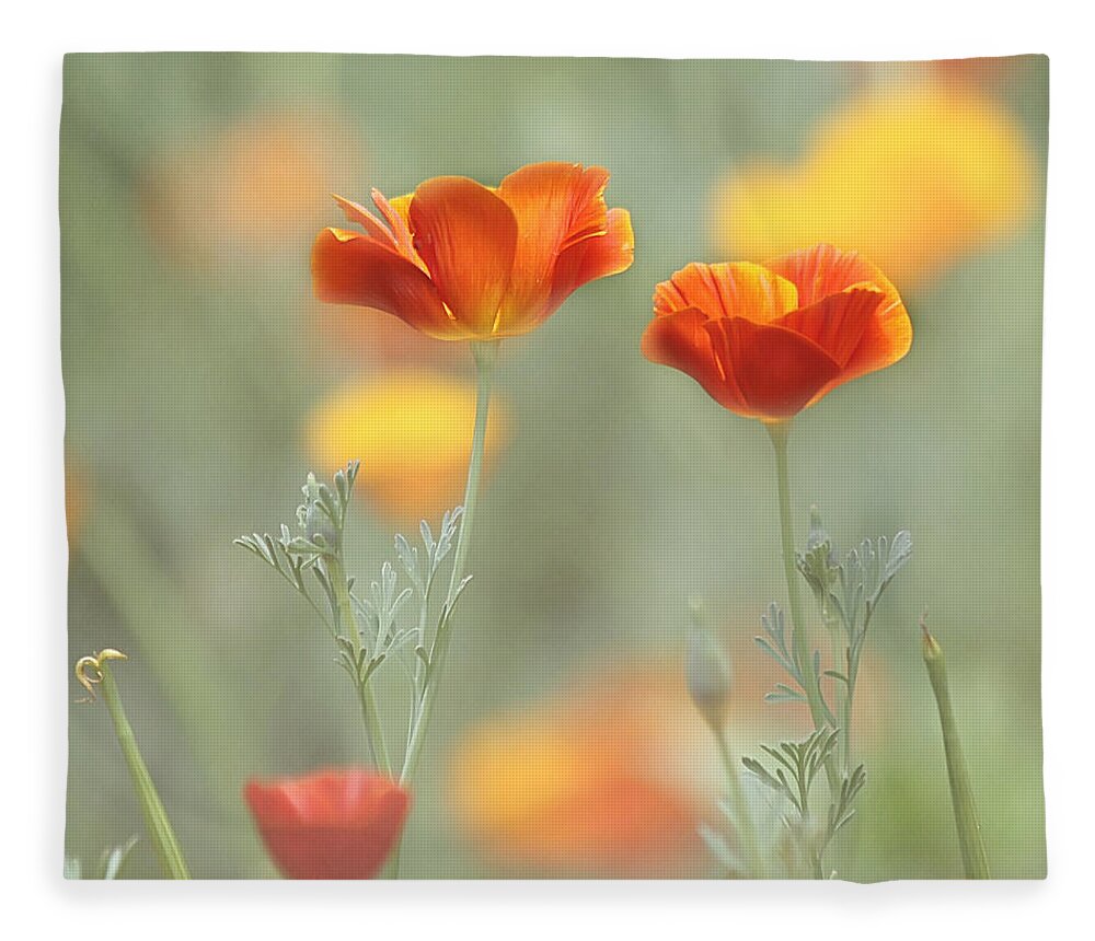 Orange Flower Fleece Blanket featuring the photograph Whimsical Summer by Kim Hojnacki