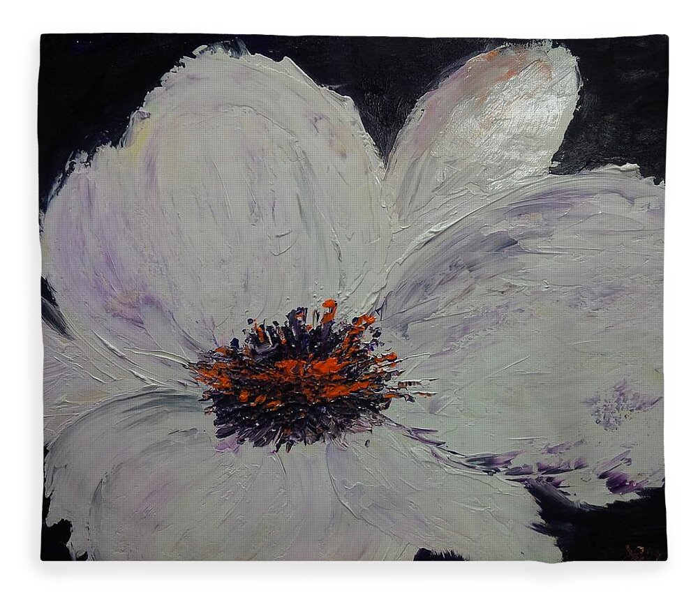 Poppy Fleece Blanket featuring the painting White Poppy by Lynne McQueen
