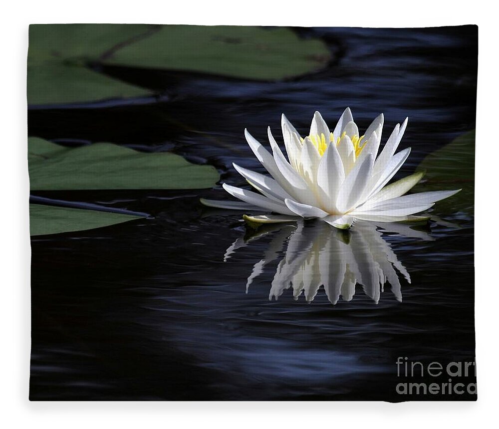 Water Lily Fleece Blanket featuring the photograph White Water Lily by Sabrina L Ryan