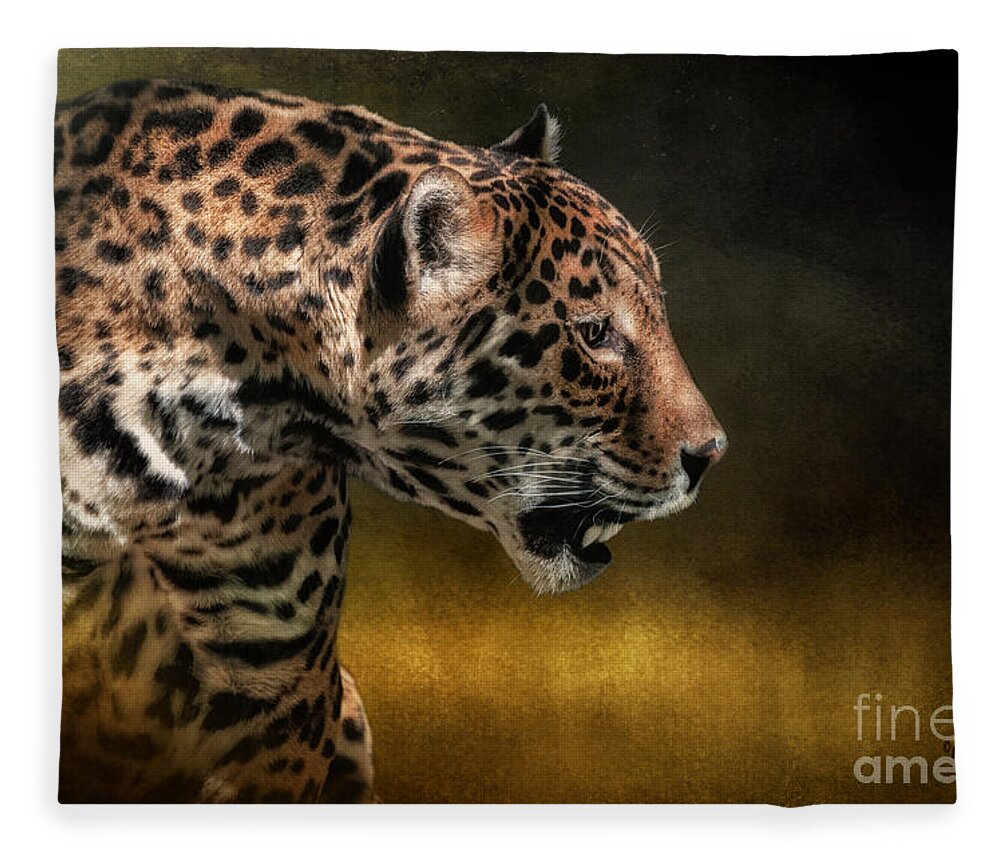 Jaguar Fleece Blanket featuring the photograph Who Goes There by Lois Bryan
