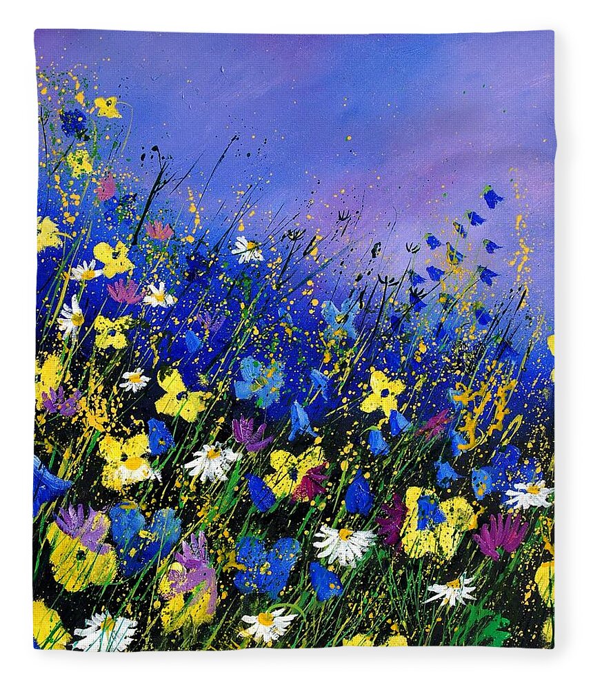 Flowers Fleece Blanket featuring the painting Wild flowers 560908 by Pol Ledent