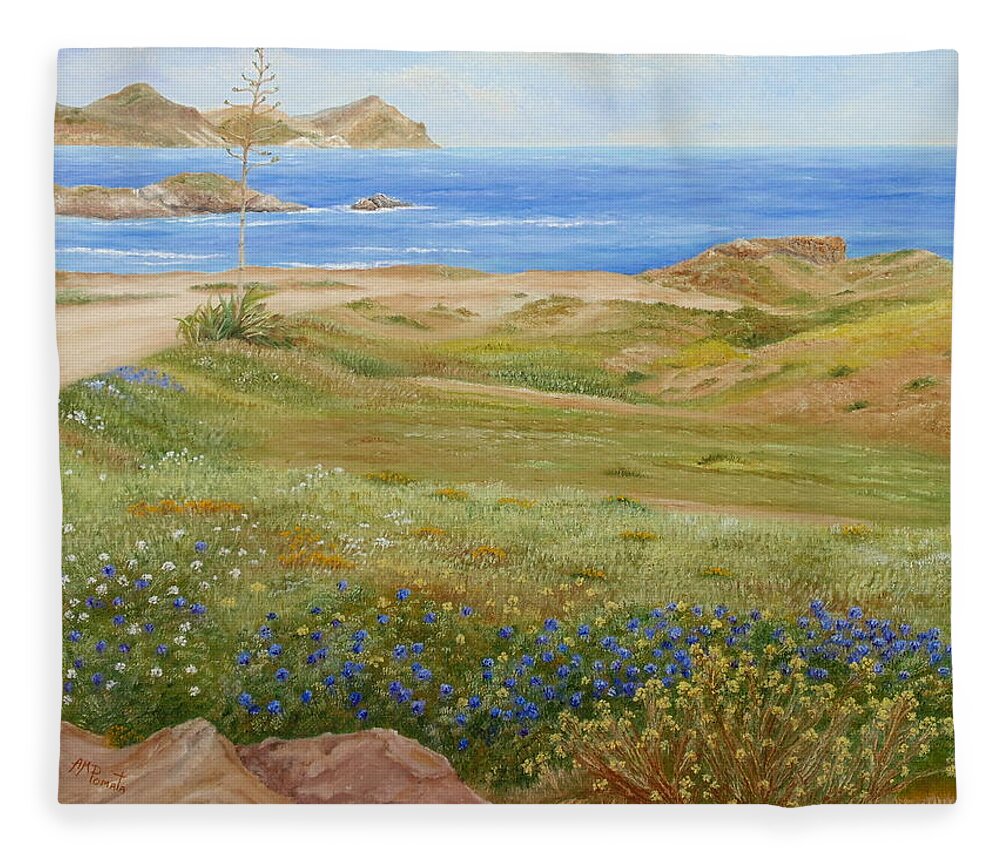Wild Flowers Fleece Blanket featuring the painting Wild Flowers by Angeles M Pomata