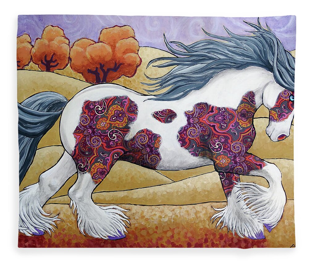 Gypsy Vanner Fleece Blanket featuring the painting Wild Gypsy Heart by Ande Hall