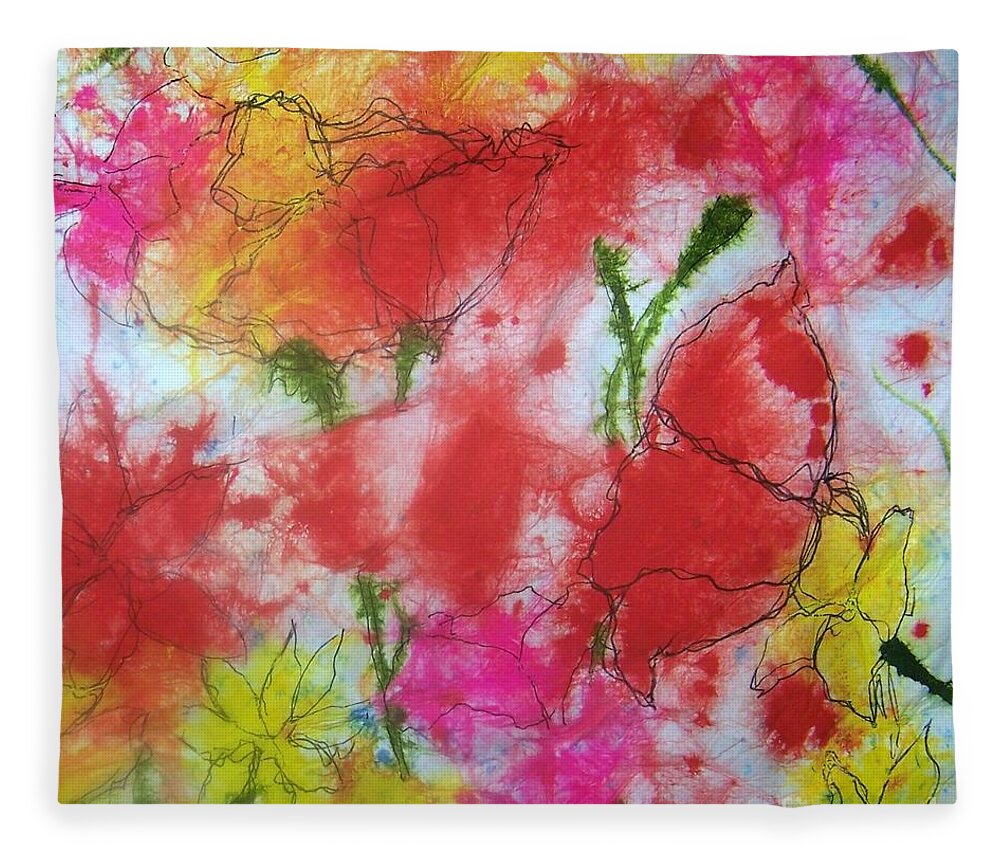 Flowers Fleece Blanket featuring the painting Wild, Wild Flowers by Jackie Mueller-Jones