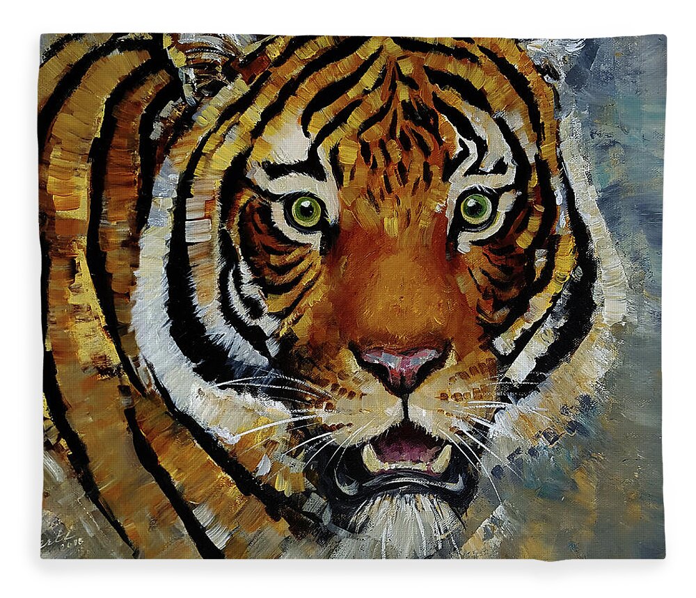 Wildlife Fleece Blanket featuring the painting Wild Will by Arti Chauhan