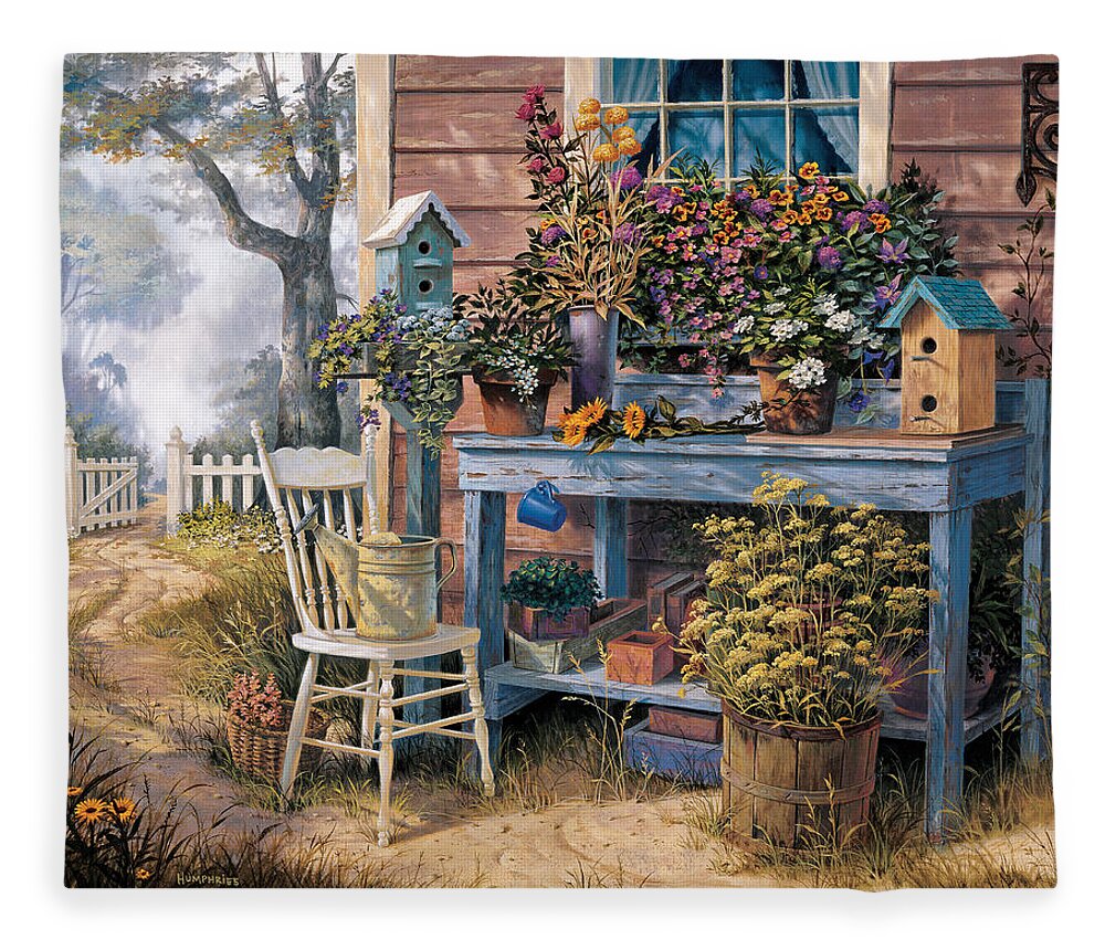 Michael Humphries Fleece Blanket featuring the painting Wildflowers by Michael Humphries