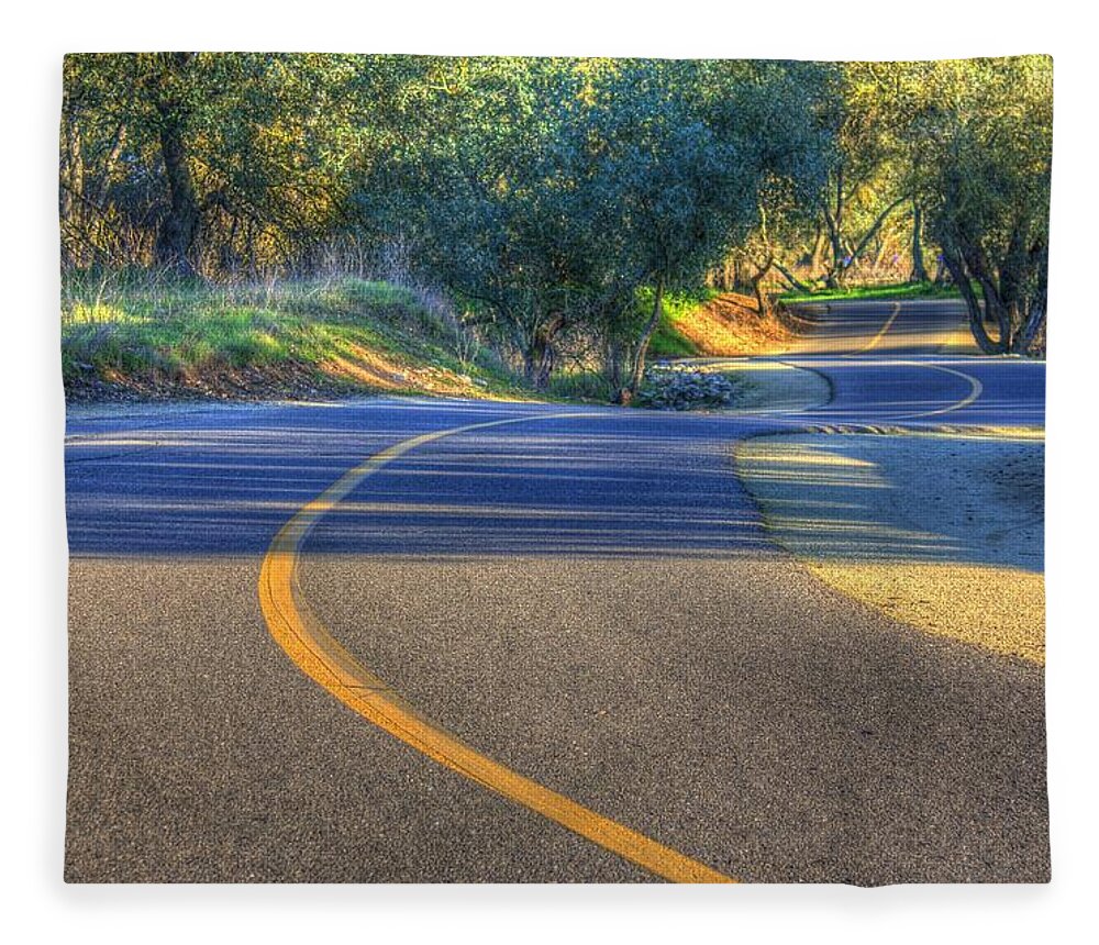 Hdr Fleece Blanket featuring the photograph Winding Bike Trail by Randy Wehner