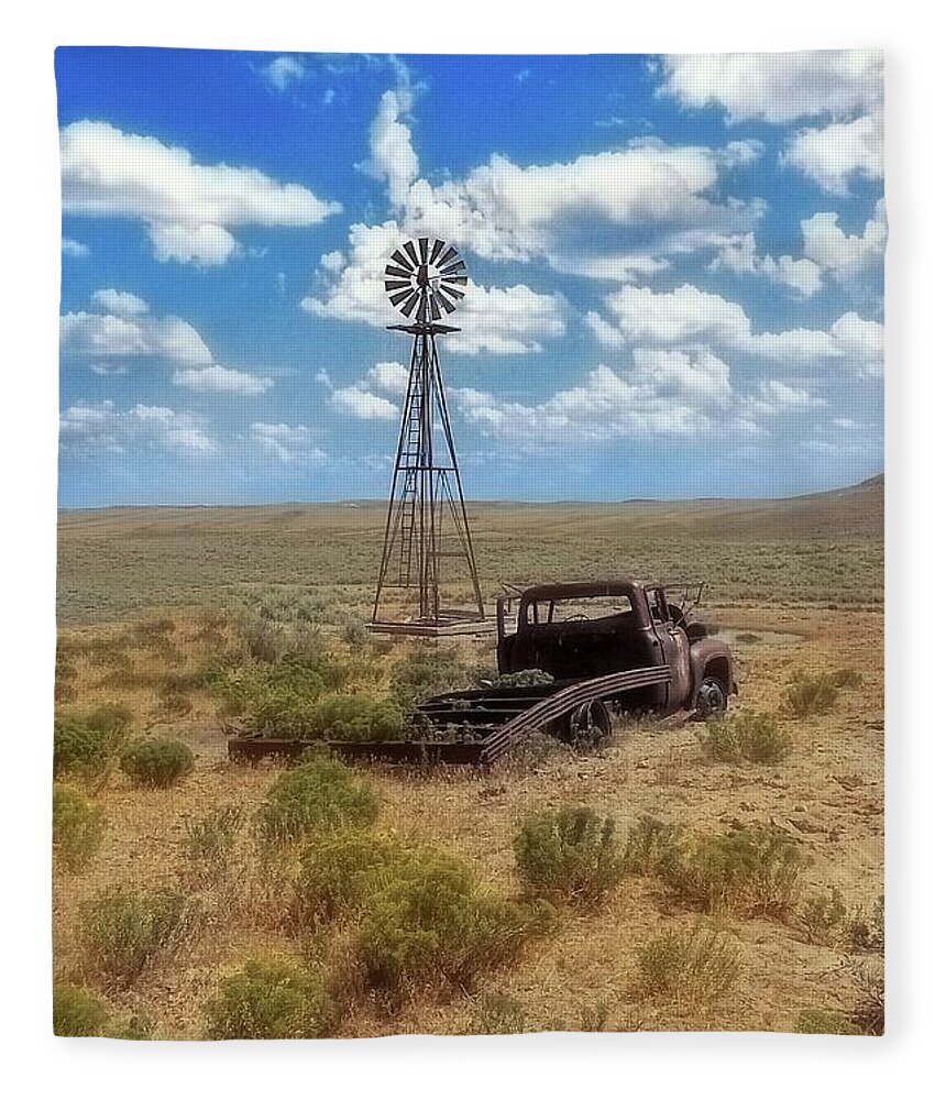 Windmill Fleece Blanket featuring the photograph Windmill Over Lenzen by Amanda Smith