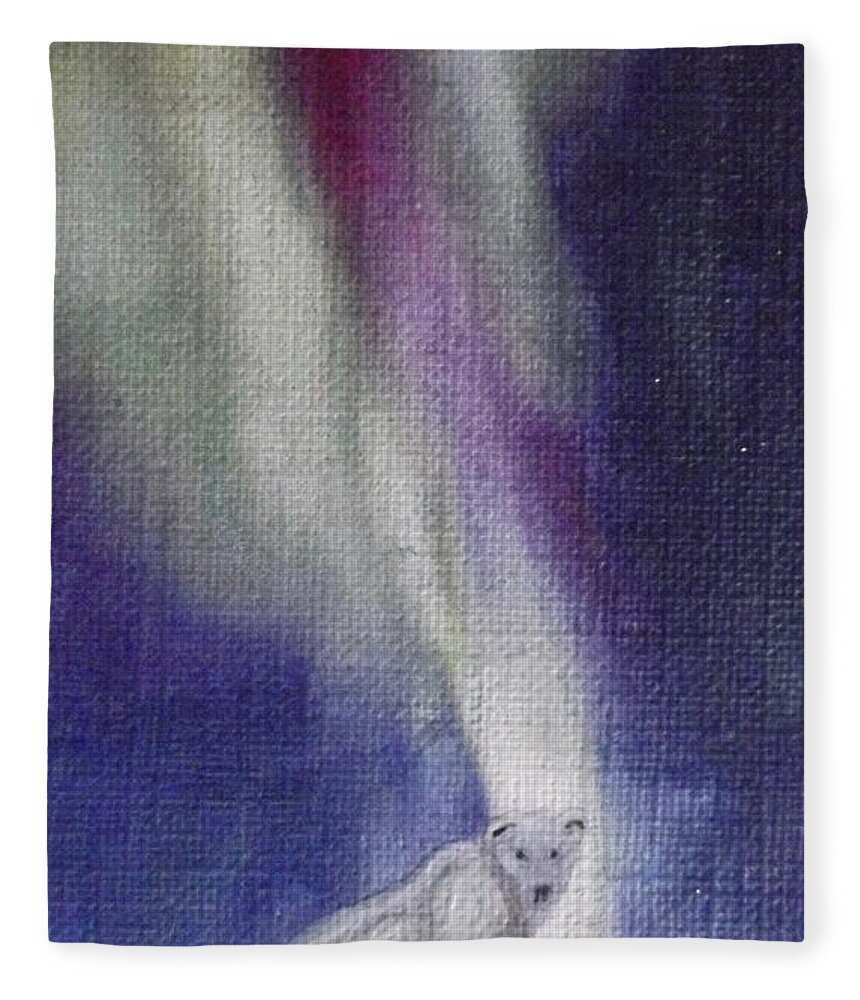 Winter Fleece Blanket featuring the painting Winter Aurora by Cara Frafjord