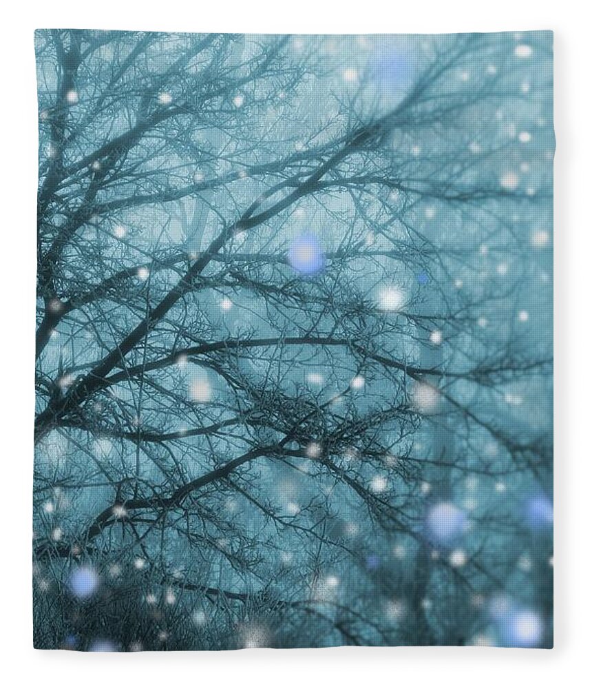 Snowfall Fleece Blanket featuring the digital art Winter Evening Snowfall by Mary Wolf