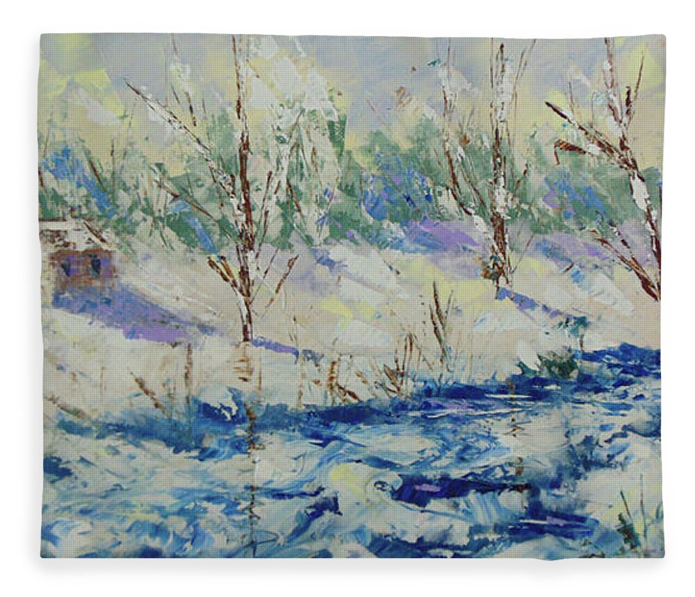 Frederic Payet Fleece Blanket featuring the painting Winter by Frederic Payet