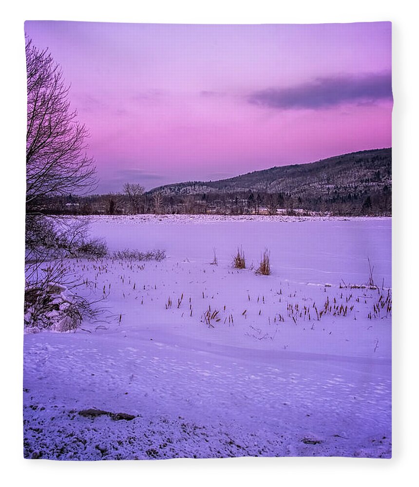 The Brattleboro Retreat Meadows Fleece Blanket featuring the photograph Winter Meadows II by Tom Singleton