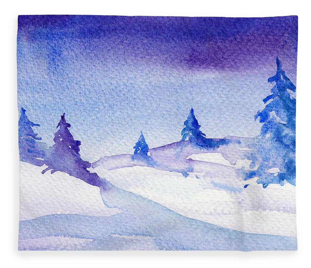 Landscape Fleece Blanket featuring the painting Winter sky by Clara Sue Beym
