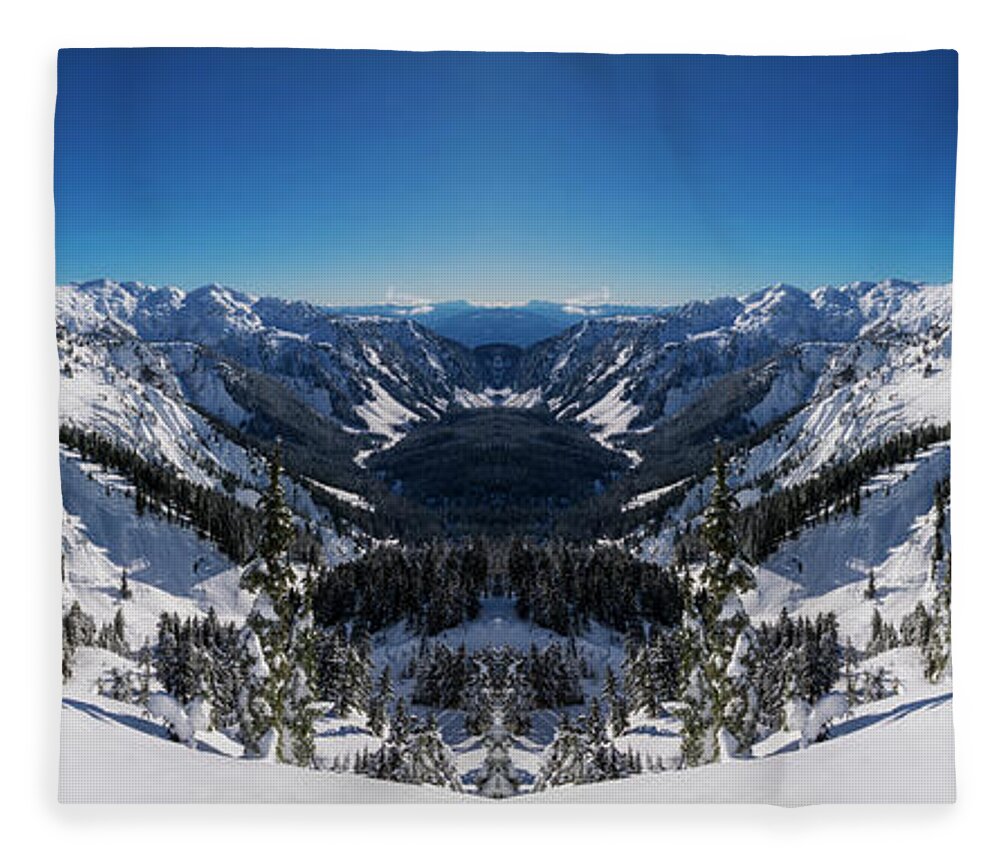 Baker Fleece Blanket featuring the digital art Winter Valley Reflection by Pelo Blanco Photo