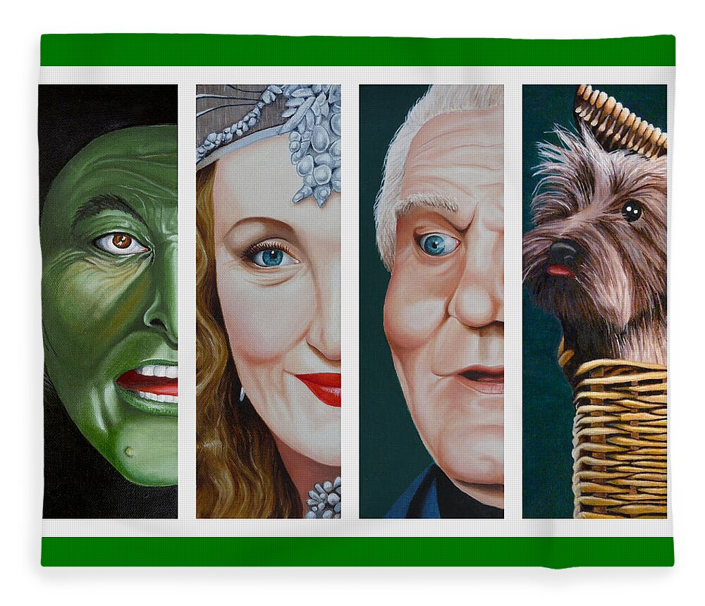 Wizard Of Oz Fleece Blanket featuring the painting Wizard of Oz Set Two by Vic Ritchey