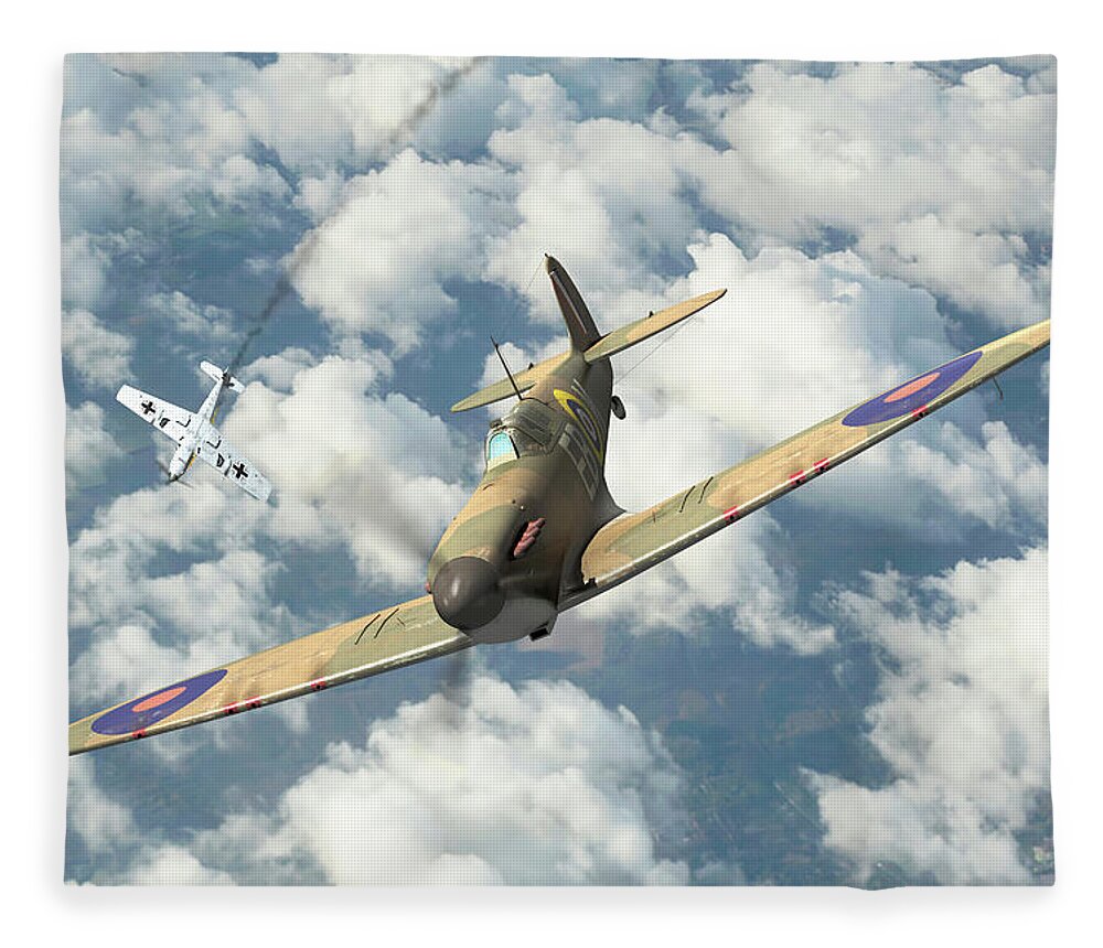 Royal Air Force Fleece Blanket featuring the digital art Wolf At The Gates by Mark Donoghue