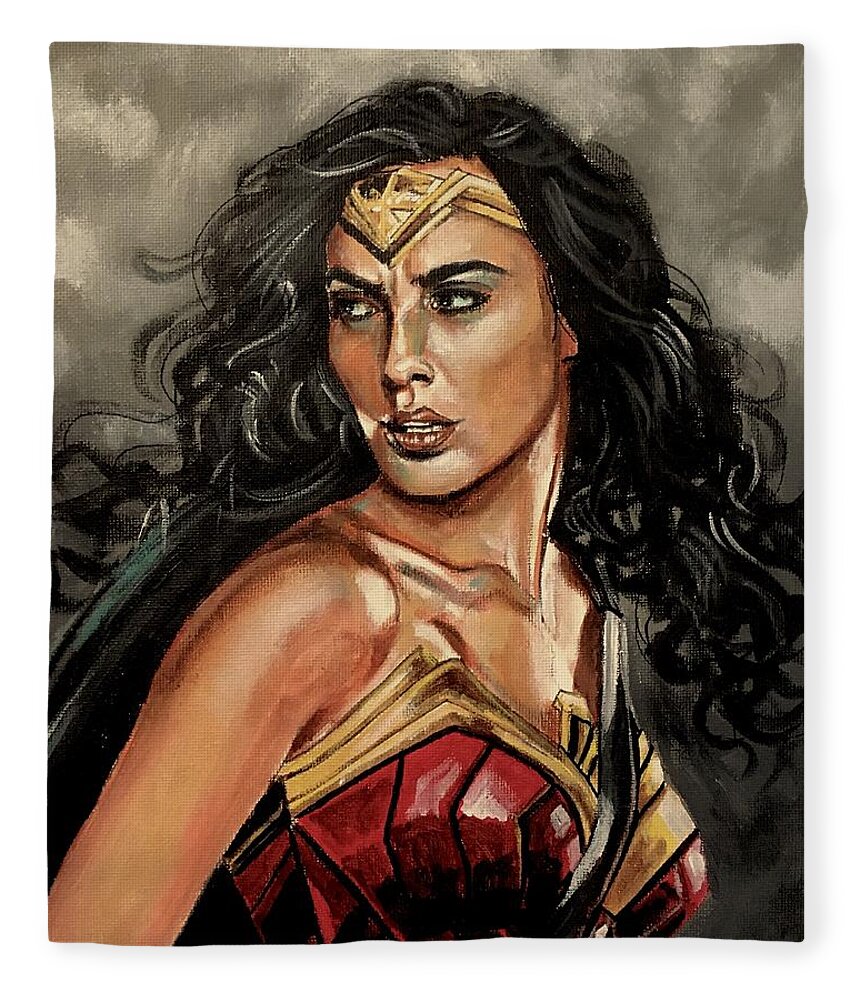 Wonder Woman Fleece Blanket featuring the painting Wonder Woman by Joel Tesch