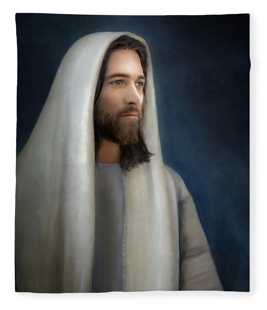 Jesus Fleece Blanket featuring the painting Wonderful Counselor by Brent Borup