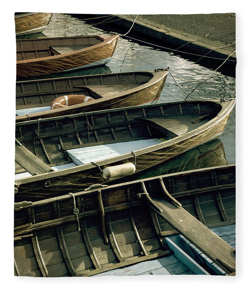 Boat Fleece Blanket featuring the photograph Wooden Boats by Joana Kruse