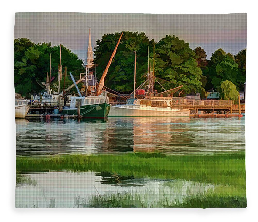 New England Fleece Blanket featuring the photograph Working Waterfront by David Thompsen