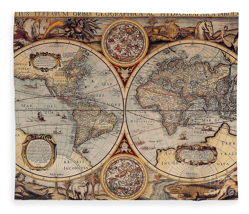 World Map Fleece Blanket featuring the photograph World Map 1636 by Photo Researchers