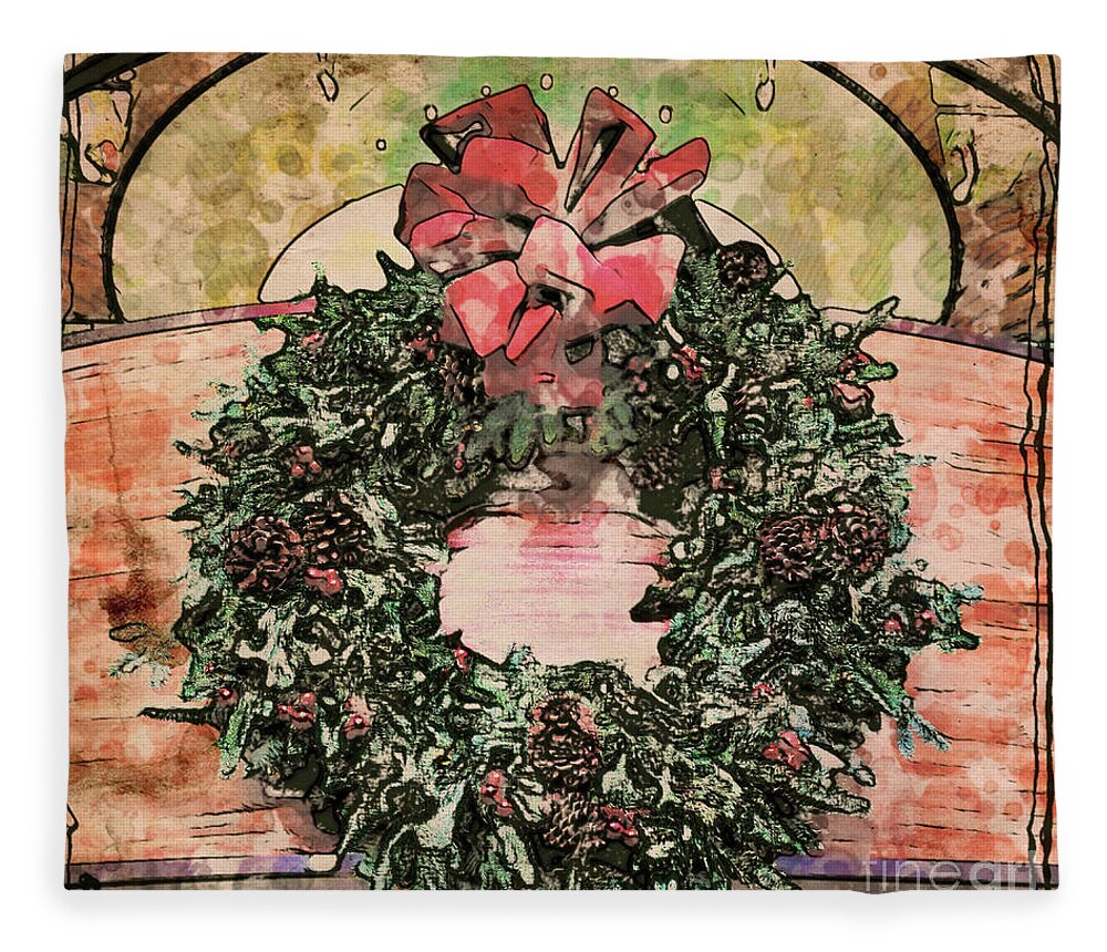 Wreath Fleece Blanket featuring the photograph Joyful Wreath by Onedayoneimage Photography