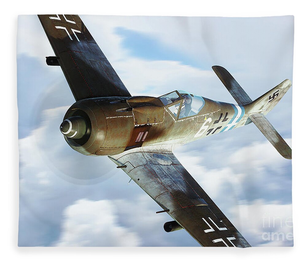 Focke Wulf 190 Fleece Blanket featuring the digital art Wulf At The Door by Airpower Art
