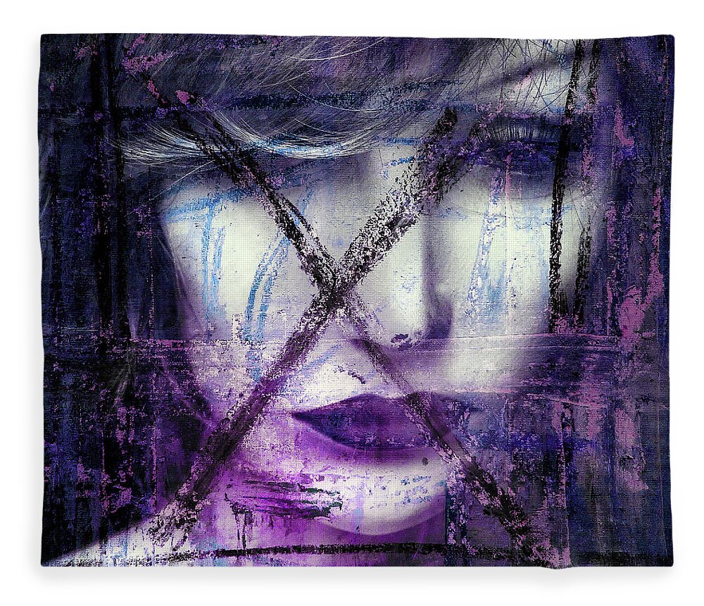 Woman Fleece Blanket featuring the digital art X-woman by Gabi Hampe
