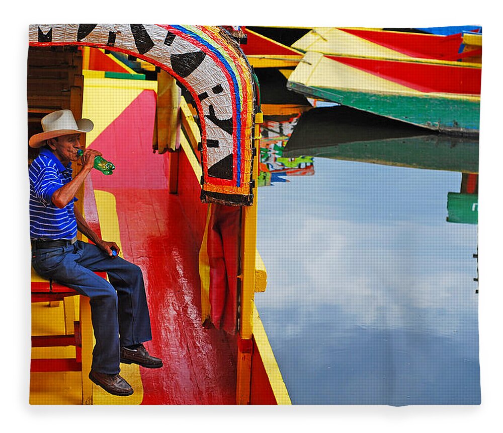 Skip Hunt Fleece Blanket featuring the photograph Xochimilco by Skip Hunt