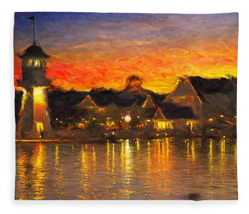 Hotel Fleece Blanket featuring the digital art Yacht Club by Caito Junqueira