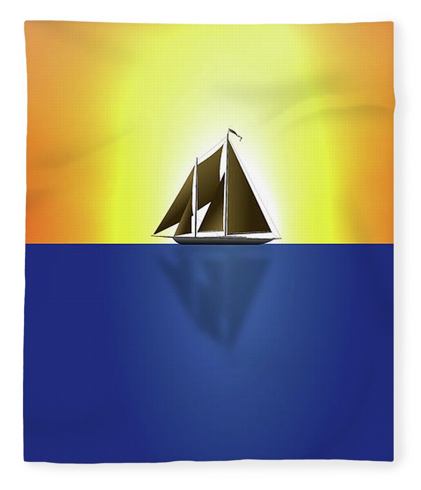 Digital Art Fleece Blanket featuring the digital art Yacht in sunlight by Michael Goyberg