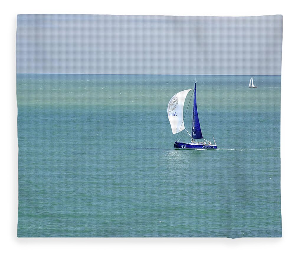 Europe Fleece Blanket featuring the photograph Yachts Sailing in Ventnor Bay by Rod Johnson