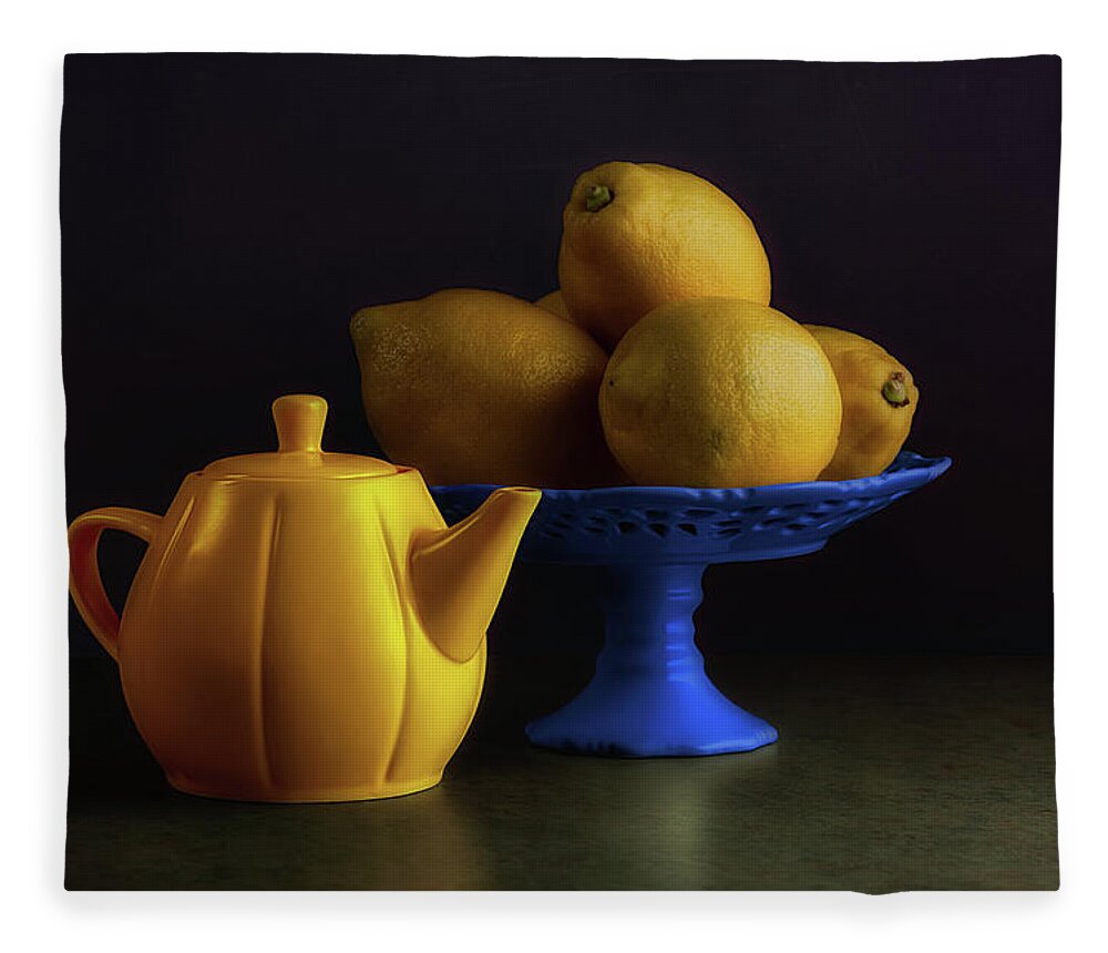 Citrus Fleece Blanket featuring the photograph Yellow and Blue Still Life by Tom Mc Nemar