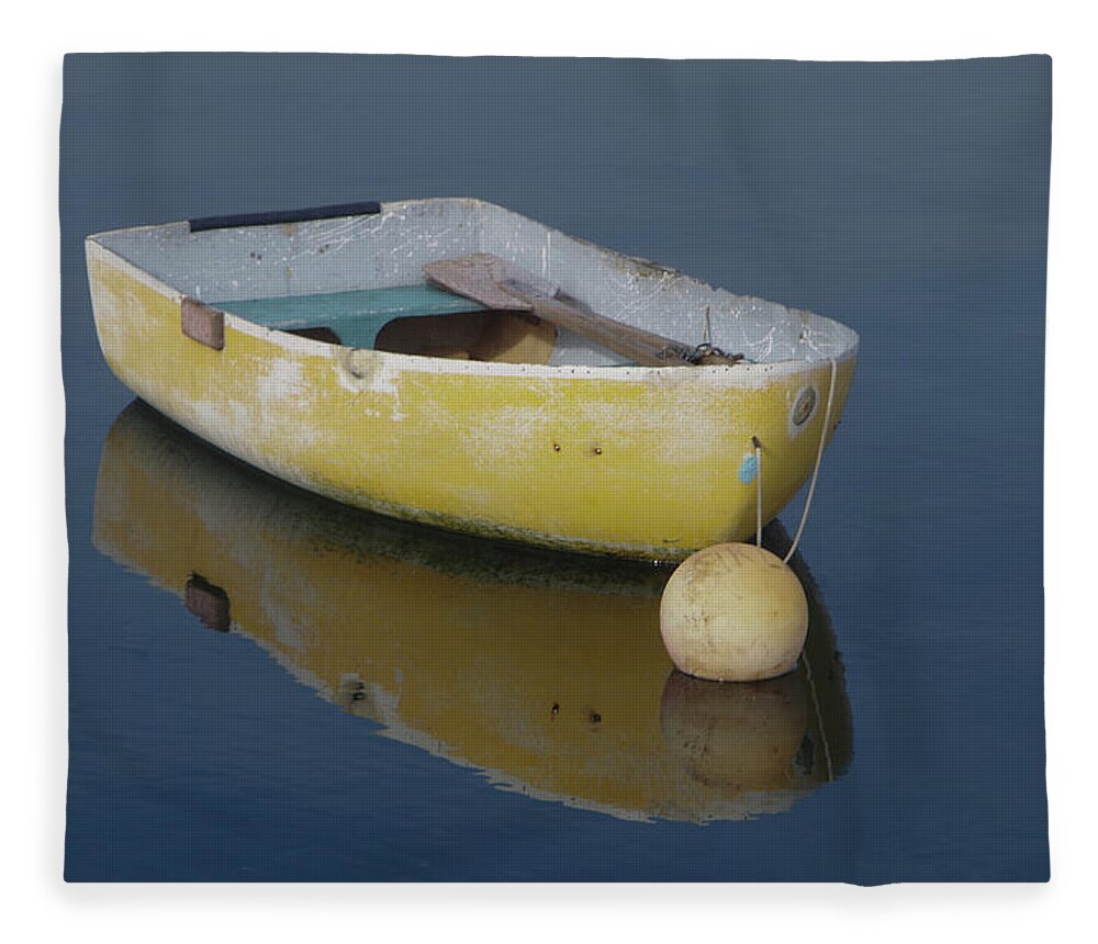 Boat Fleece Blanket featuring the photograph Yellow Rowboat by Marilyn Wilson