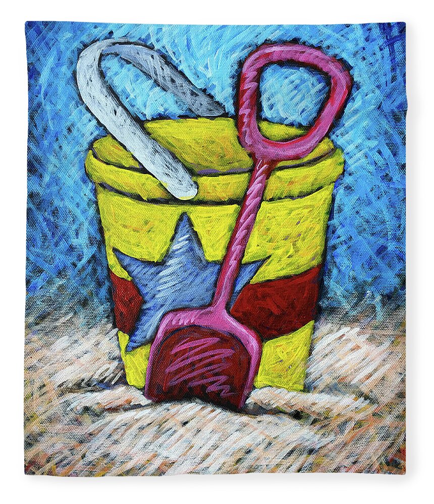 Painting Fleece Blanket featuring the painting Yellow Bucket by Karla Beatty