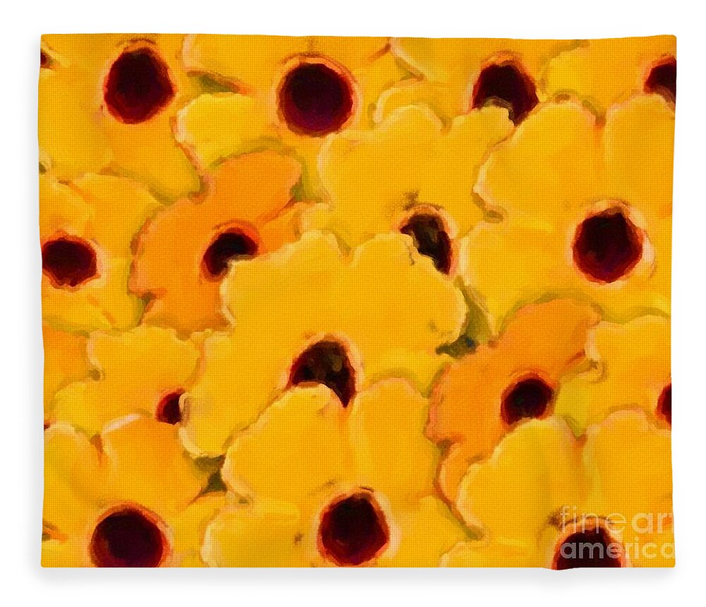 Flower Fleece Blanket featuring the digital art Yellow Daisy Flowers by Smilin Eyes Treasures