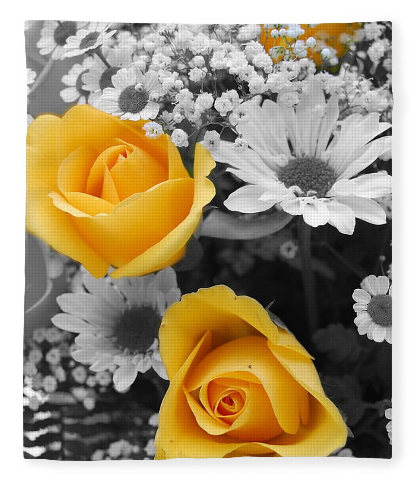 Rose Fleece Blanket featuring the photograph Yellow Roses by Amy Fose
