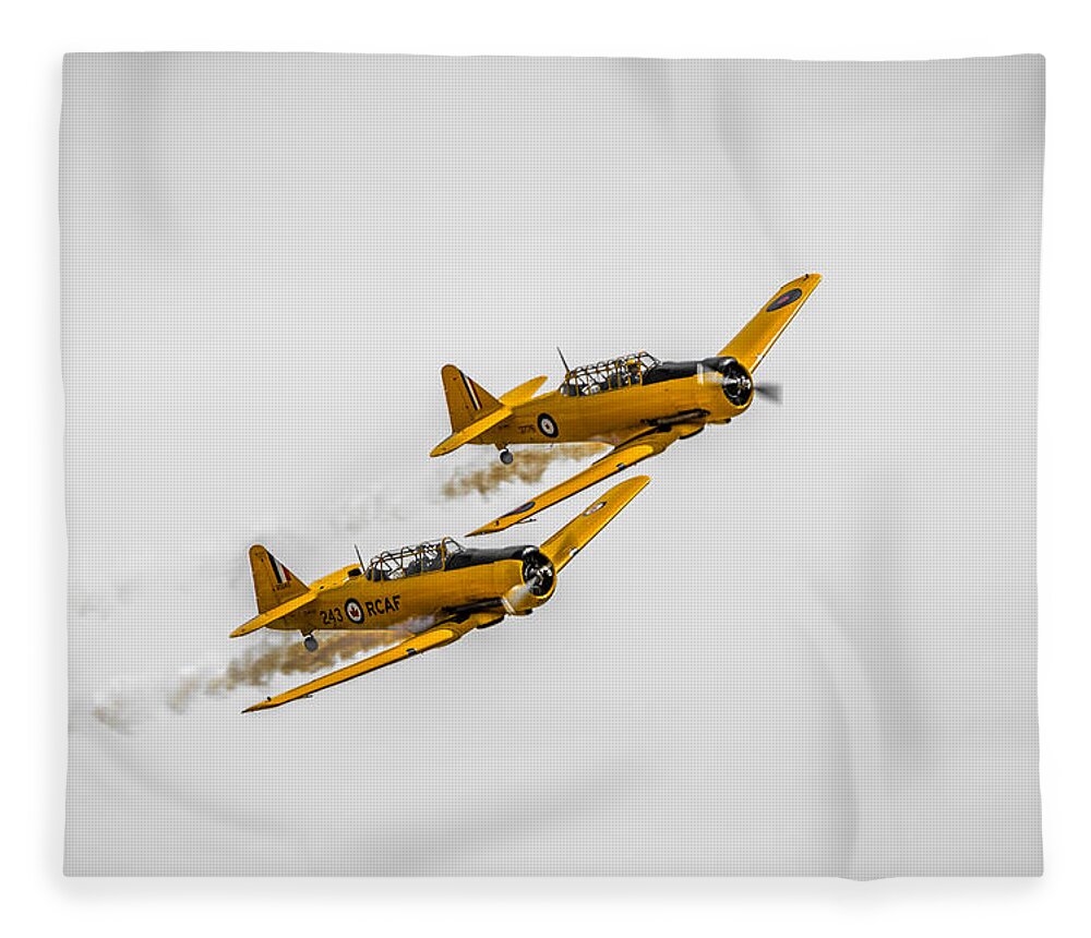 Airport Fleece Blanket featuring the photograph Yellow Thunder Harvard Team by Bill Cubitt